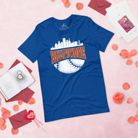 Vintage Baltimore Skyline Baseball Fanatic Shirt: Gift Ideas for Him & Her, Baseball Lovers & Enthusiasts - Retro Game Day Tee - True Royal