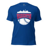Vintage Washington Skyline Baseball Fanatic Shirt: Gift Ideas for Him & Her, Baseball Lovers & Enthusiasts - Retro Game Day Tee - True Royal