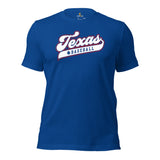 Vintage Texas Baseball Fanatic Shirt: Gift Ideas for Him & Her, Baseball Lovers & Enthusiasts - Retro Style Game Day Shirt - True Royal
