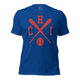 Vintage Chicago Baseball Emblem Fanatic T-Shirt: Ideal Gifts for Him & Her, Baseball Lovers & Enthusiasts - Retro Game Day Shirt - True Royal