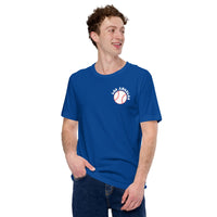Retro Los Angeles Baseball Emblem Fanatic T-Shirt: Gift Ideas for Him & Her, Baseball Enthusiasts & Lovers - Vintage Game Day Shirt - True Royal, Front
