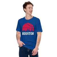 Ideal Christmas Gift for Basketball Lover, Coach & Player - Senior Night, Game Outfit & Attire - Houston Skyline B-ball Fanatic T-Shirt - True Royal