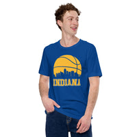 Ideal Christmas Gift for Basketball Lover, Coach & Player - Senior Night, Game Outfit & Attire - Indiana Skyline B-ball Fanatic T-Shirt - True Royal