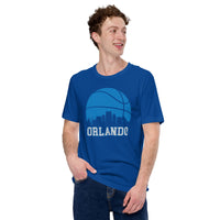 Ideal Christmas Gift for Basketball Lover, Coach & Player - Senior Night, Game Outfit & Attire - Orlando Skyline B-ball Fanatic T-Shirt - True Royal