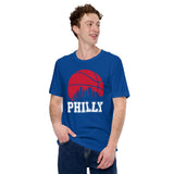 Ideal Christmas Gift for Basketball Lover, Coach & Player - Senior Night, Game Outfit - Philadelphia Skyline B-ball Fanatic Tee - True Royal