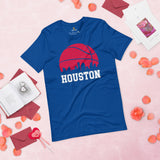 Ideal Christmas Gift for Basketball Lover, Coach & Player - Senior Night, Game Outfit & Attire - Houston Skyline B-ball Fanatic T-Shirt - True Royal
