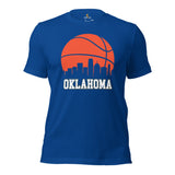 Ideal Christmas Gift for Basketball Lover, Coach & Player - Senior Night, Game Outfit - Oklahoma Skyline B-ball Fanatic Shirt - True Royal