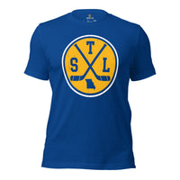 Hockey Game Outfit & Attire - Bday & Christmas Gifts for Hockey Players & Goalies - Vintage St. Louis Hockey Emblem Fanatic Tee - True Royal