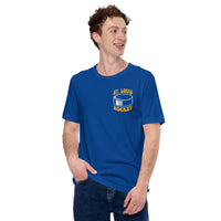Hockey Game Outfit & Attire - Bday & Christmas Gift Ideas for Hockey Players & Goalies - Retro St. Louis Hockey Emblem Fanatic T-Shirt - True Royal, Front