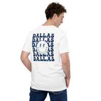 Happy Smiley Face Emoji T-Shirt - Dallas Football Fanatic Vintage Graphic Shirt: Gift for Him & Her, Football Fans - Game Day Shirt - White, Back