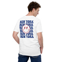 Happy Smiley Face Emoji T-Shirt - New York Football Fanatic Vintage Graphic Shirt: Gift for Him & Her, Football Fans - Game Day Shirt - White, Back