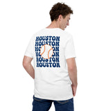 Retro Houston Baseball Emblem Fanatic T-Shirt: Gift Ideas for Him & Her, Baseball Enthusiasts & Lovers - Vintage Game Day Shirt - White, Back