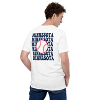 Retro Minnesota Baseball Emblem Fanatic T-Shirt: Gift Ideas for Him & Her, Baseball Enthusiasts & Lovers - Game Day Tee - White, Back