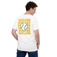 Retro Oakland Baseball Emblem Fanatic T-Shirt: Gift Ideas for Him & Her, Baseball Enthusiasts & Lovers - Vintage Game Day Shirt - White, Back