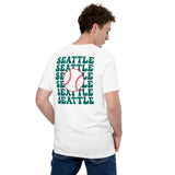 Retro Seattle Baseball Emblem Fanatic T-Shirt: Gift Ideas for Him & Her, Baseball Enthusiasts & Lovers - Vintage Game Day Shirt - White, Back