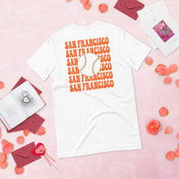 Retro San Francisco Baseball Emblem Fanatic T-Shirt: Gift Ideas for Him & Her, Baseball Enthusiasts & Lovers - Vintage Game Day Tee - White, Back