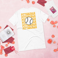 Retro Pittsburgh Baseball Emblem Fanatic T-Shirt: Gift Ideas for Him & Her, Baseball Enthusiasts & Lovers - Vintage Game Day Tee - White, Back