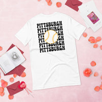Retro Pittsburgh Baseball Emblem Fanatic T-Shirt: Gift Ideas for Him & Her, Baseball Enthusiasts & Lovers - Game Day Tee - White, Back