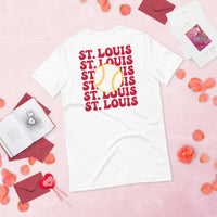 Retro St. Louis Baseball Emblem Fanatic T-Shirt: Gift Ideas for Him & Her, Baseball Enthusiasts & Lovers - Vintage Game Day Tee - White, Back
