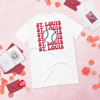 Retro St. Louis Baseball Emblem Fanatic T-Shirt: Gift Ideas for Him & Her, Baseball Enthusiasts & Lovers - Game Day Tee - White, Back