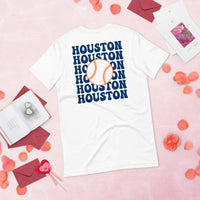 Retro Houston Baseball Emblem Fanatic T-Shirt: Gift Ideas for Him & Her, Baseball Enthusiasts & Lovers - Vintage Game Day Shirt - White, Back