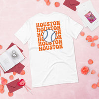 Retro Houston Baseball Emblem Fanatic T-Shirt: Gift Ideas for Him & Her, Baseball Enthusiasts & Lovers - Vintage Game Day Tee - White, Back