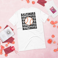 Retro Baltimore Baseball Emblem Fanatic T-Shirt: Gift Ideas for Him & Her, Baseball Enthusiasts & Lovers - Vintage Game Day Shirt - White, Back