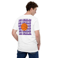 Bday & Christmas Gift Ideas for Basketball Lovers, Coach & Player - Senior Night, Game Outfit & Attire - Los Angeles B-ball Fanatic Tee - White, Back