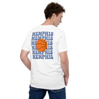 Bday & Christmas Gift Ideas for Basketball Lovers, Coach & Player - Senior Night, Game Outfit & Attire - Memphis B-ball Fanatic T-Shirt - White, Front