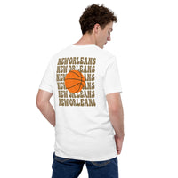 Bday & Christmas Gift Ideas for Basketball Lover, Coach & Player - Senior Night, Game Outfit & Attire - New Orleans B-ball Fanatic Tee - White, Back