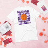 Bday & Christmas Gift Ideas for Basketball Lovers, Coach & Player - Senior Night, Game Outfit & Attire - Los Angeles B-ball Fanatic Tee - White, Back