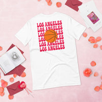 Bday & Christmas Gift Ideas for Basketball Lover, Coach & Player - Senior Night, Game Outfit - Los Angeles B-ball Fanatic T-Shirt - White, Back