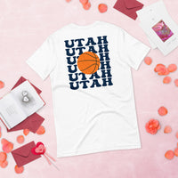 Bday & Christmas Gift Ideas for Basketball Lovers, Coach & Players - Senior Night, Game Outfit & Attire - Utah B-ball Fanatic T-Shirt - White, Back