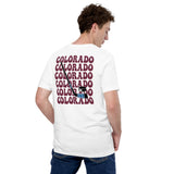 Hockey Game Outfit - Bday & Christmas Gift Ideas for Hockey Players - Retro Colorado Hockey Emblem Fanatic T-Shirt - White, Back