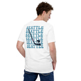 Hockey Game Outfit - Bday & Christmas Gift Ideas for Hockey Players - Retro Seattle Hockey Emblem Fanatic T-Shirt - White, Back
