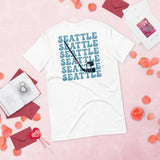 Hockey Game Outfit - Bday & Christmas Gift Ideas for Hockey Players - Retro Seattle Hockey Emblem Fanatic T-Shirt - White, Back
