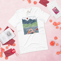 Kayaking Granola Forest Themed T-Shirt - Embrace The Lake & Yak Life - Adventure Awaits Tee - Gift for Avid Paddler, Nature Lover - White