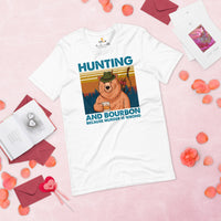 Bow Hunting T-Shirt - Gifts for Hunters, Archers & Wine Lovers - Smokey Bear Merch - Hunting And Bourbon Because Murder Is Wrong Shirt - White