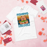 Fishing & PFG T-Shirt - Gift for Fisherman - Smokey The Bear Shirt - Master Baiter Shirt - Bass Fishing Because Murder Is Wrong Shirt - White