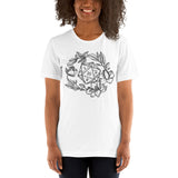 DnD & RPG Games T-Shirt - Xmas Gaming Gift Ideas for Her, Typical Gamers & Game Lovers - Floral D&D Dice Cottagecore Aesthetic Shirt - White