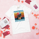 Football Vintage Graphic T-Shirt - Gift Ideas for Football Fans, Cat & Wine Lovers - Football And Bourbon Because Murder Is Wrong Shirt - White