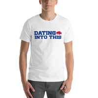 Buffalo Football Fanatic Vintage Graphic T-Shirt: Ideal Gifts for Football Fans - Funny Game Day Shirt - Dating Into This Shirt - White