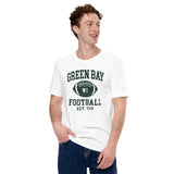 Green Bay Est.1919 T-Shirt - Football Fanatic Vintage Graphic Shirt: Ideal Gifts for Football Fans - Game Day Shirt - White