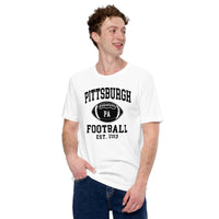 Pittsburgh Est.1933 T-Shirt - Football Fanatic Vintage Graphic Shirt: Ideal Gifts for Football Fans - Game Day Shirt - White