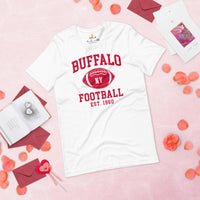 Buffalo Est.1960 T-Shirt - Football Fanatic Vintage Graphic Shirt: Retro Style, Ideal Gifts for Football Fans - Game Day Shirt - White
