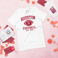 Houston Est.2002 T-Shirt - Football Fanatic Vintage Graphic Shirt: Retro Style, Ideal Gifts for Football Fans - Game Day Shirt - White
