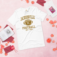 Jacksonville Est.1995 T-Shirt - Football Fanatic Vintage Graphic Shirt: Retro Style, Ideal Gifts for Football Fans - Game Day Shirt - White
