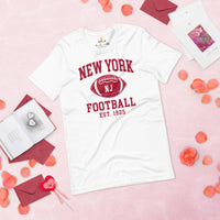 New York Est.1925 T-Shirt - Football Fanatic Vintage Graphic Shirt: Retro Style, Ideal Gifts for Football Fans - Game Day Shirt - White