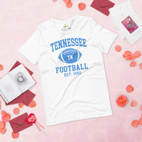 Tennessee Est.1960 T-Shirt - Football Fanatic Vintage Graphic Shirt: Retro Style, Ideal Gifts for Football Fans - Game Day Shirt - White