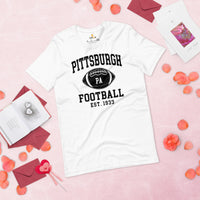 Pittsburgh Est.1933 T-Shirt - Football Fanatic Vintage Graphic Shirt: Ideal Gifts for Football Fans - Game Day Shirt - White